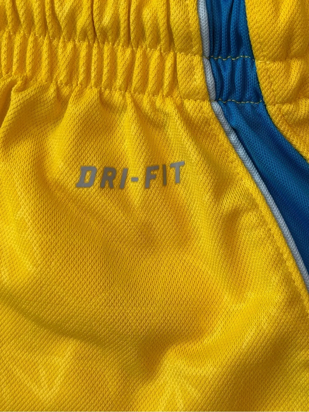 Nike Men’s KD Yellow Athletic Shorts with Blue Accents